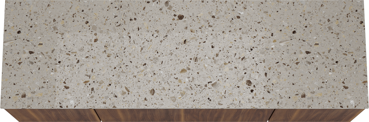 Balmani Sfera meuble salle de bains suspendu 180 x 55 cm noyer américain avec Stretto tablette simple ou double en terrazzo greige terrazzo