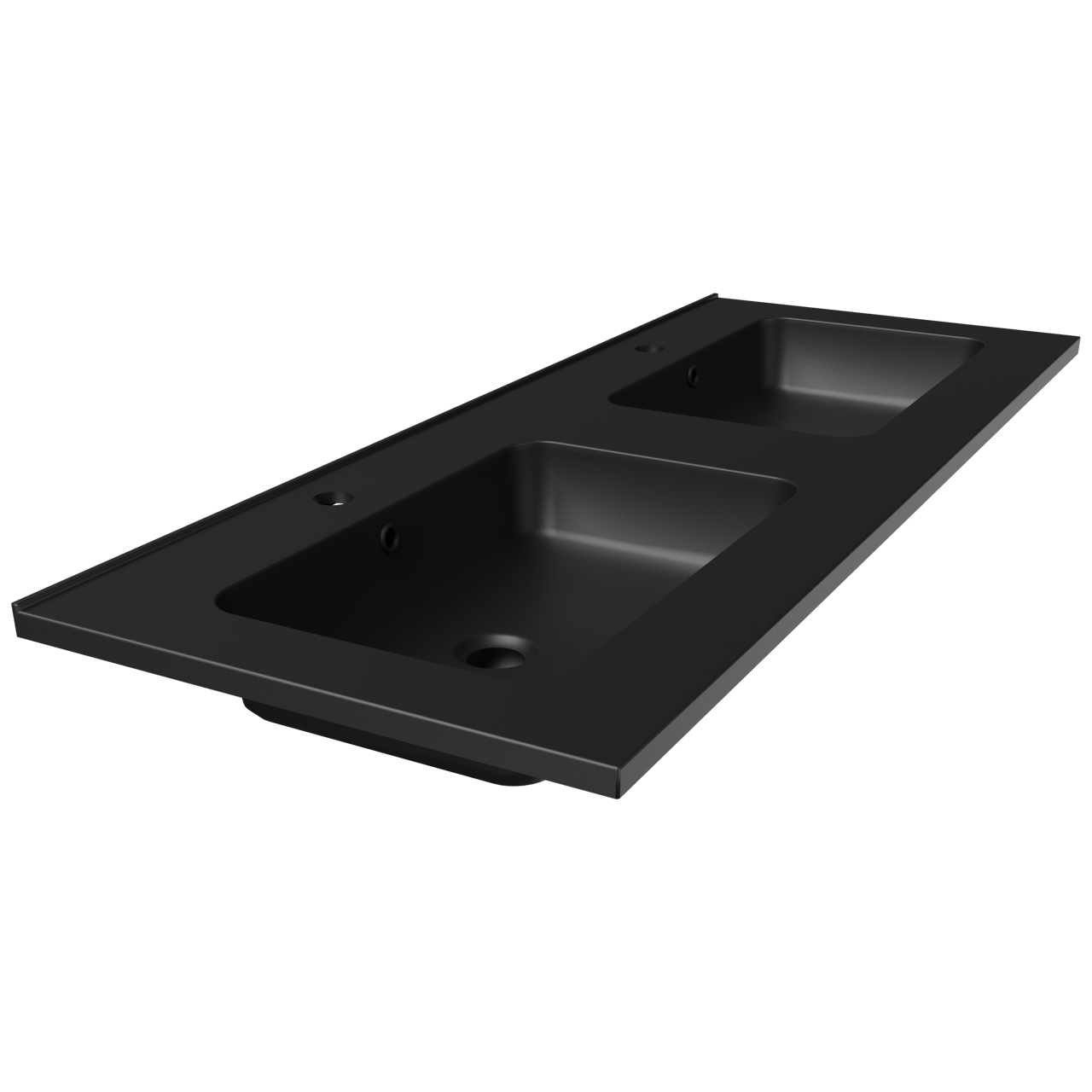 Linie Vano double vasque marbre composite Noir Mat 120 x 46 cm