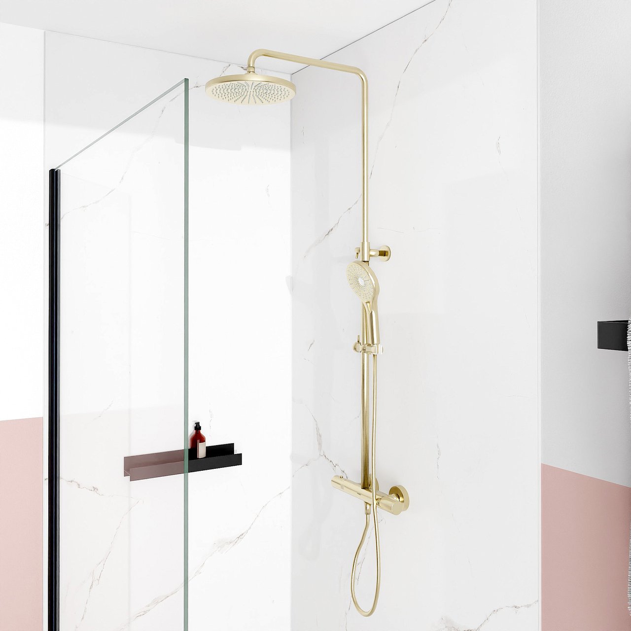 Blaufoss Onos 250 Duschsystem: Brushed Champagne Gold