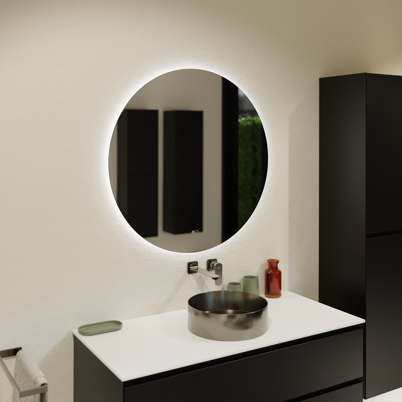 Balmani Giro Touch miroir rond lumineux et anti-buée Ø 90 cm