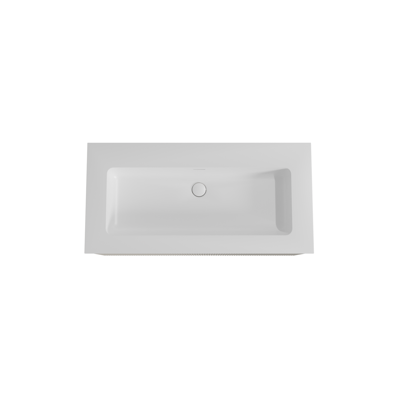 Storke Ribs zwevend badmeubel 105 x 52 cm zijdegrijs met Mata enkele wastafel voor 2 kraangaten in solid surface mat wit, Verticale symmetrische rechte ribbel