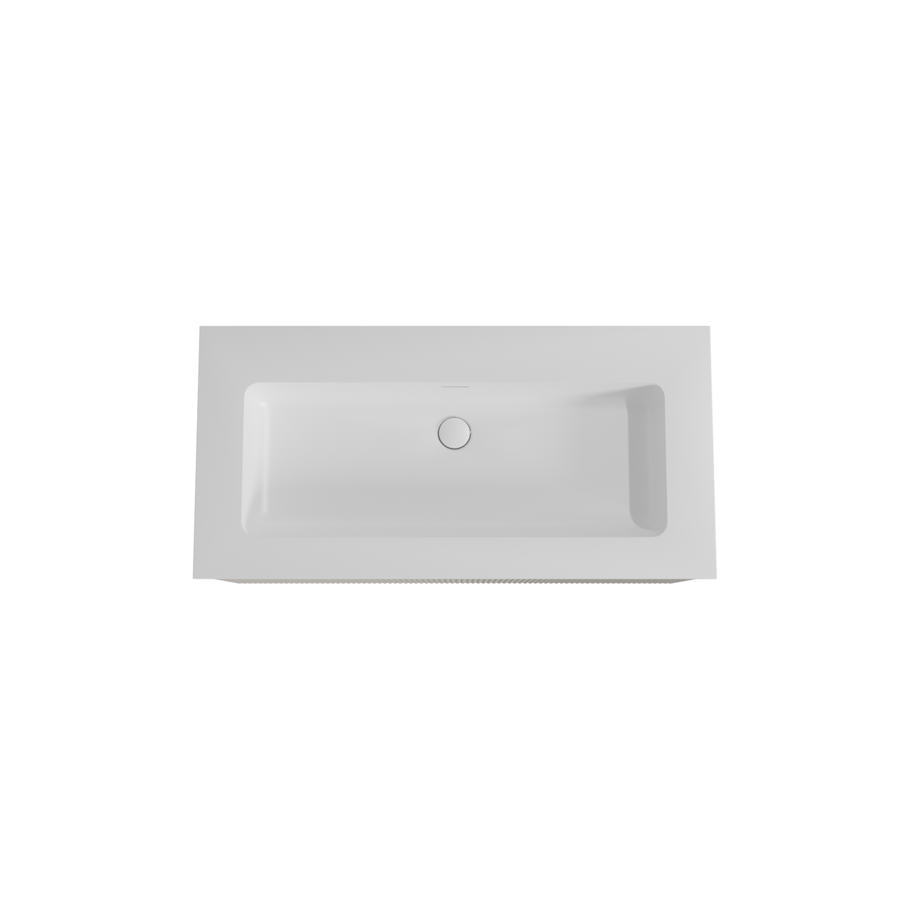 Storke Ribs zwevend badkamermeubel 105 x 52 cm zijdegrijs met Mata enkele wastafel voor 2 kraangaten in solid surface mat wit, Verticale symmetrische rechte ribbel