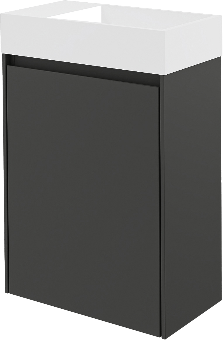 Storke Edge meuble wc suspendu 40 x 22 cm noir mat avec Fada lavabo en Solid Surface mat