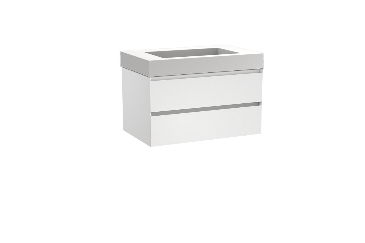 Balmani Mitra meuble salle de bains suspendu 90 x 55 cm blanc mat avec Modus plan simple en solid surface blanc mat