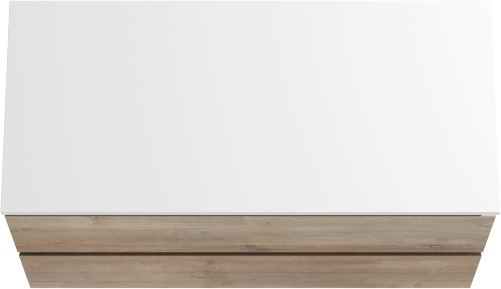 Linie Lado zwevend badmeubel 100 x 46 cm grijs eiken met Lado enkel of dubbel wastafelblad in composietmarmer hoogglans wit