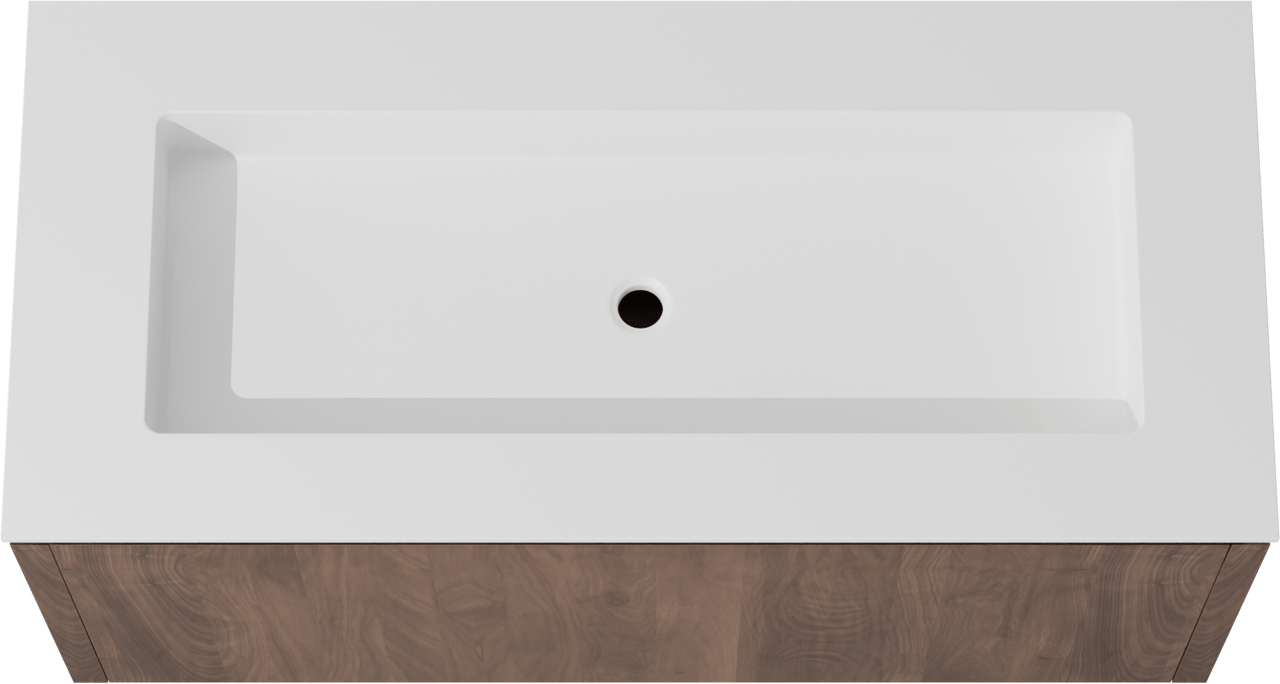 Balmani Eclips meuble salle de bains suspendu 120 x 55 cm Noyer américain avec Tablo Stretto plan simple pour 2 trous de robinet en Solid Surface blanc mat