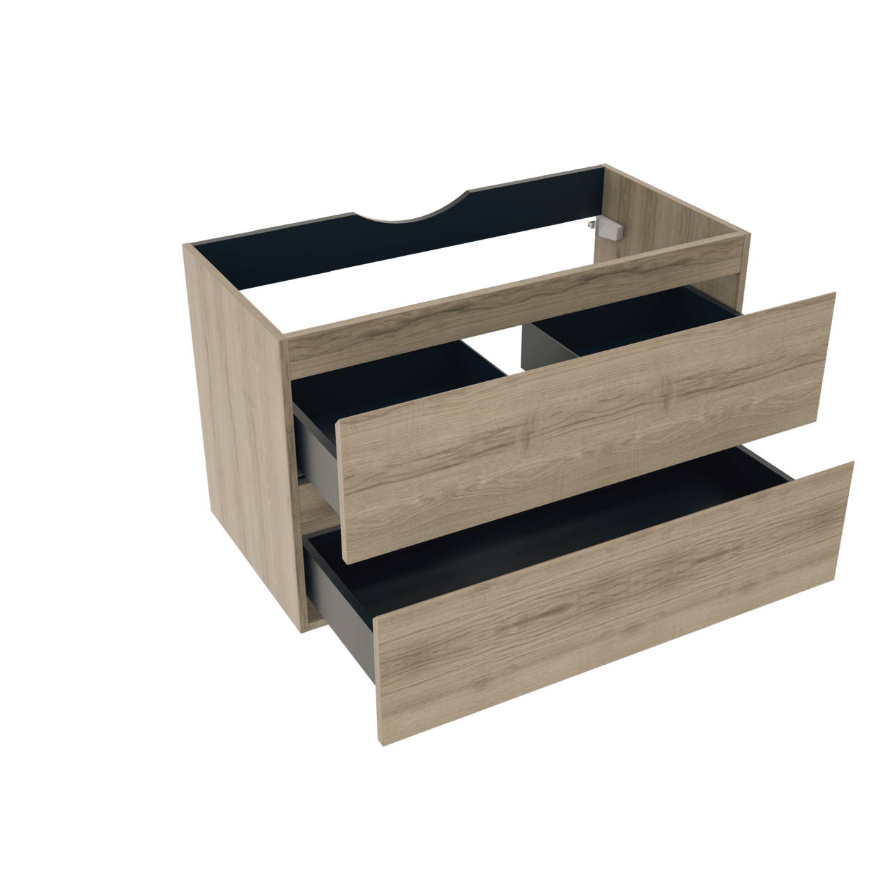 Linie Lado zwevende wastafelonderkast 90 x 46 cm grijs eiken 2 lades