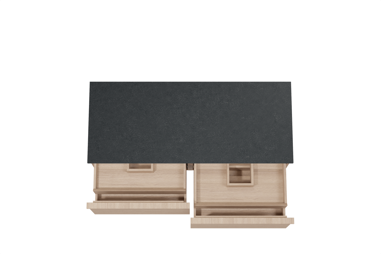 Balmani Forma meuble salle de bains suspendu 135 x 55 cm chêne naturel avec Stretto tablette simple ou double en granit noir, Nervure droite symétrique horizontale