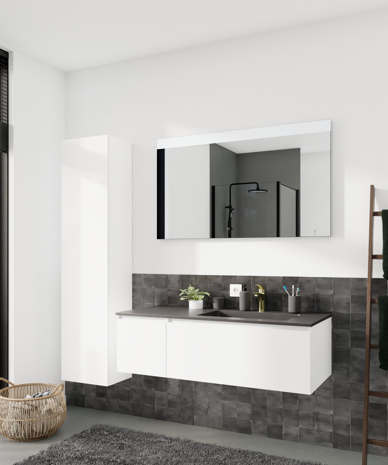 Storke Edge zwevende wastafelonderkast 35 x 35 cm hoogglans wit 1 lade