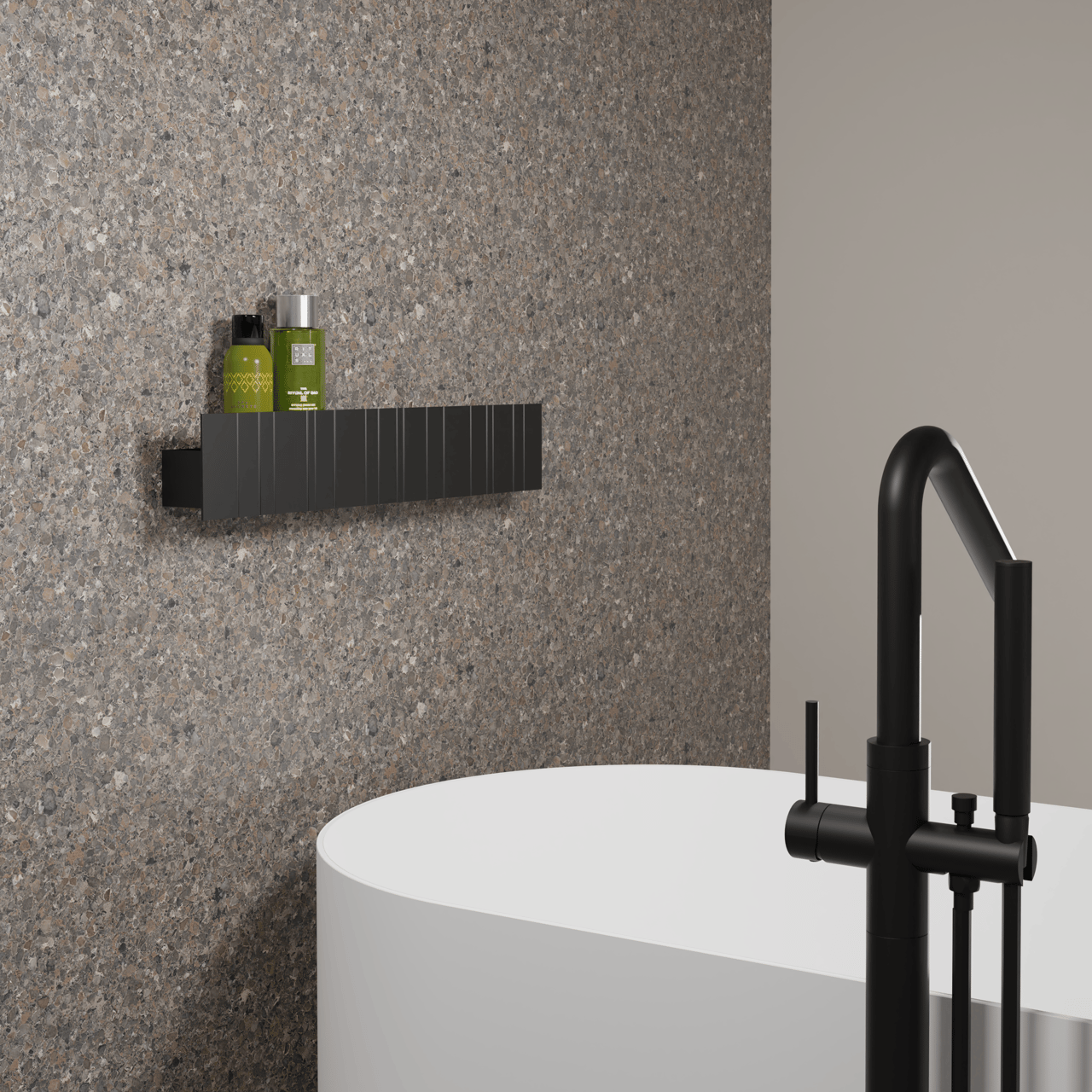 Balmani Uma wandplank mat zwart met groeven 60 x 8.5 cm