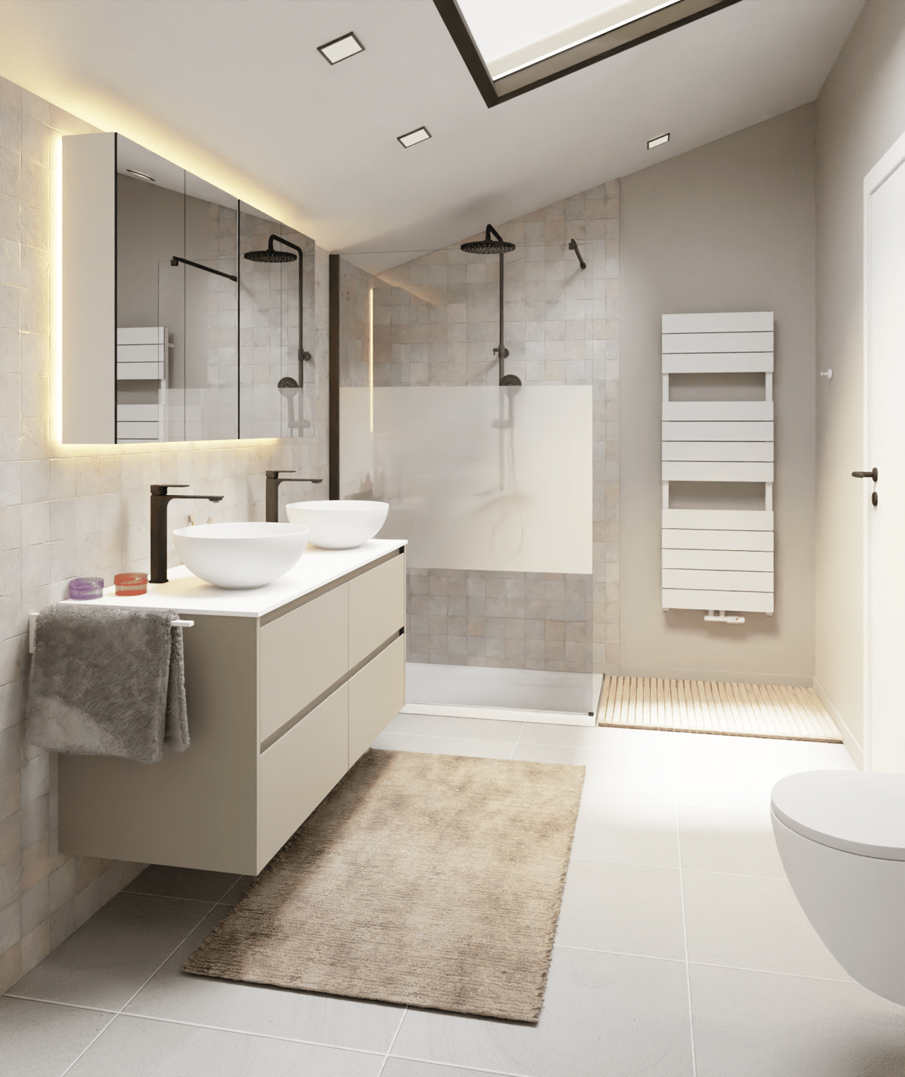 Vipera Teide enkele handdoekradiator 50 x 142 cm zowel elektrisch als cv mogelijk mat wit zij- en middenaansluiting 821W