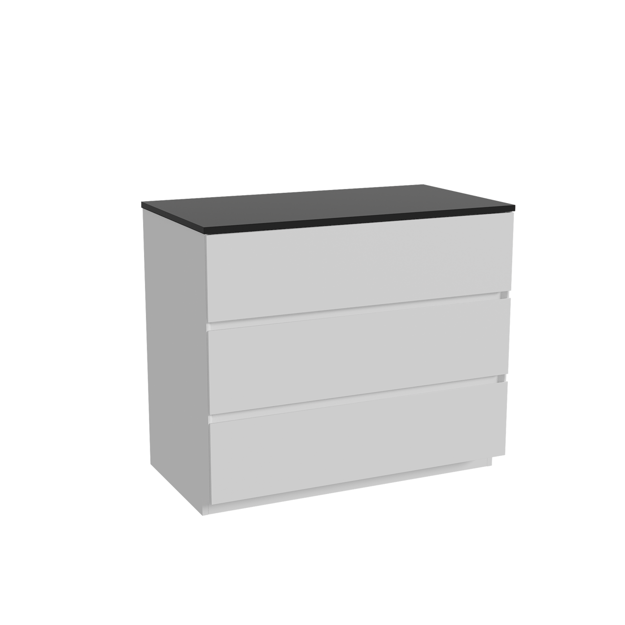 Storke Edge freistehendes Möbelstück Set: 95 x 52 cm, Weiß matt, mit Panton Einzel Waschtischplatte, Pulverbeschichtetes MDF Schwarz matt