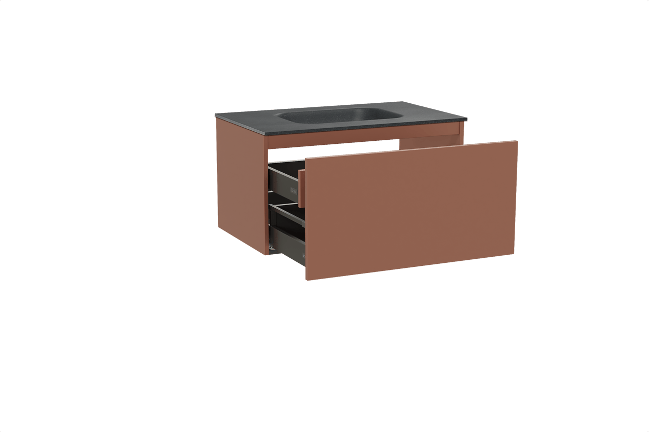 Balmani Sfera zwevend badkamermeubel 90 x 55 cm cotto met Tablo Arcato enkele wastafel in graniet zwart