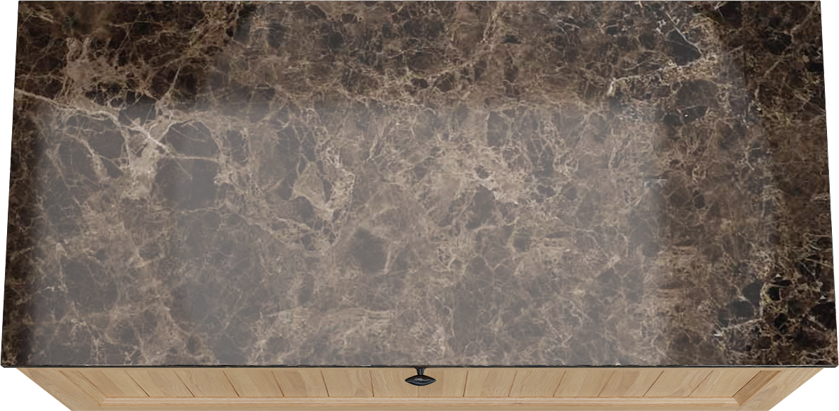 Balmani Lemon zwevend badkamermeubel 120 x 55 cm, fineer natuur eik met Stretto enkel of dubbel tablet in dark emperador