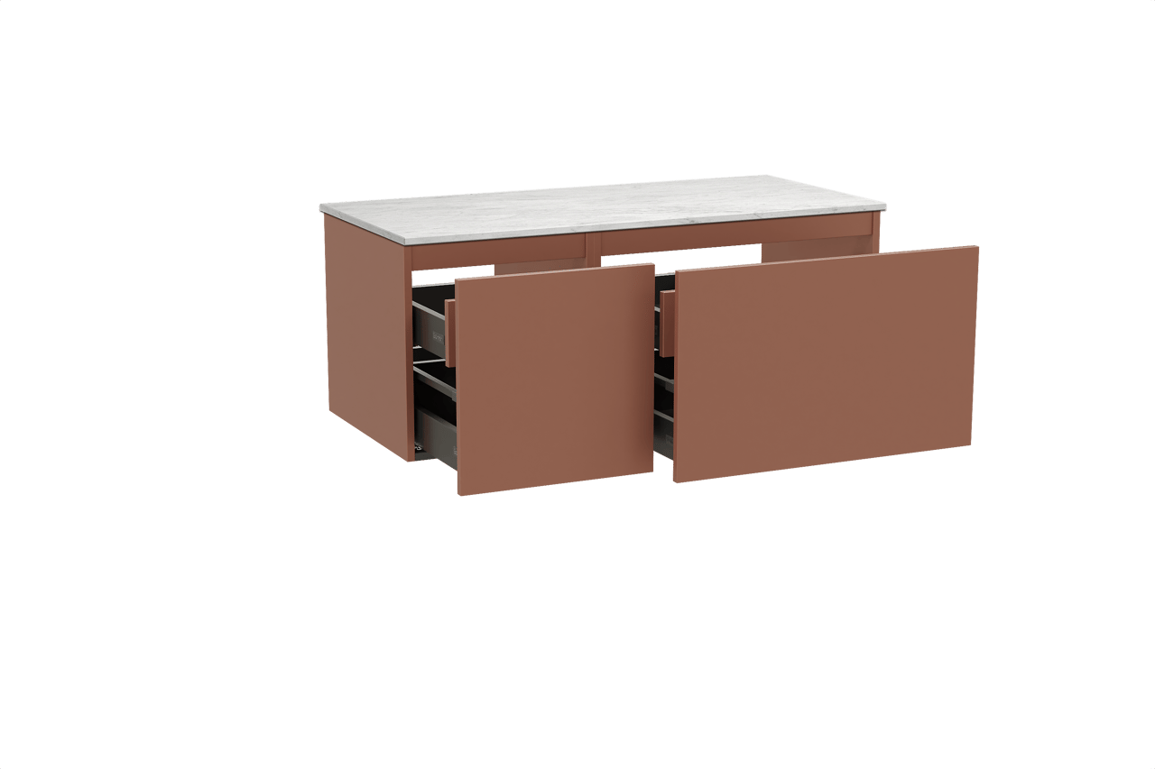 Balmani Sfera meuble salle de bains suspendu 120 x 55 cm cotto avec Stretto tablette simple ou double en marbre carrara