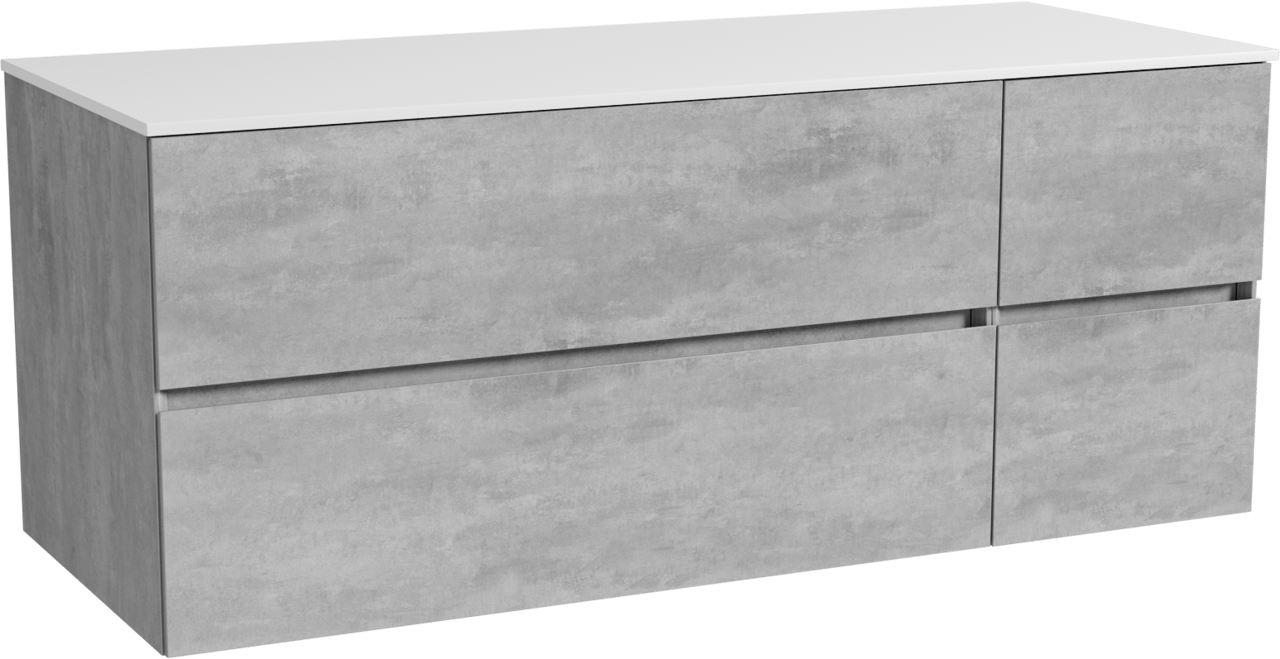 Storke Edge zwevend badmeubel 130 x 52 cm beton donkergrijs met Tavola enkel of dubbel wastafelblad in solid surface mat wit