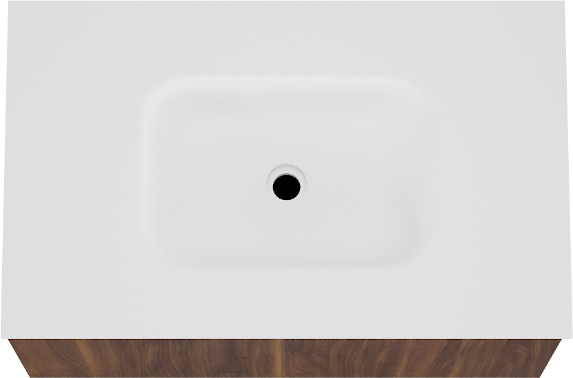 Balmani Sfera hängendes Möbelstück Set: 90 x 55 cm, Amerikanischer Nussbaum, mit Tablo Arcato Einzelwaschtisch, Solid Surface Weiß matt