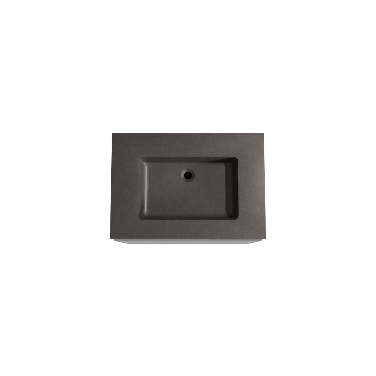 Storke Edge meuble salle de bains à poser 75 x 52 cm béton gris foncé avec Scuro High plan simple en quartz noir mat