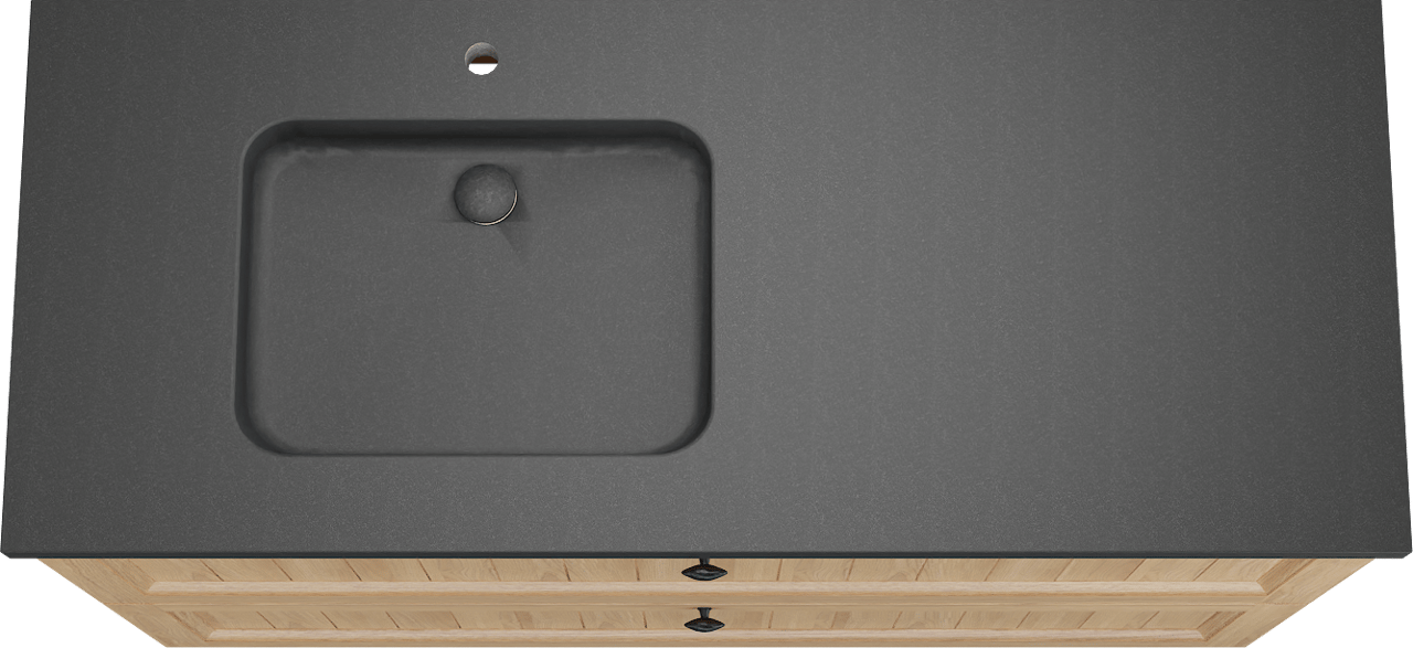 Balmani Lemon staand badmeubel 135 x 55 cm, fineer naturel eiken met Napoli asymmetrisch linkse wastafel in zwart graniet