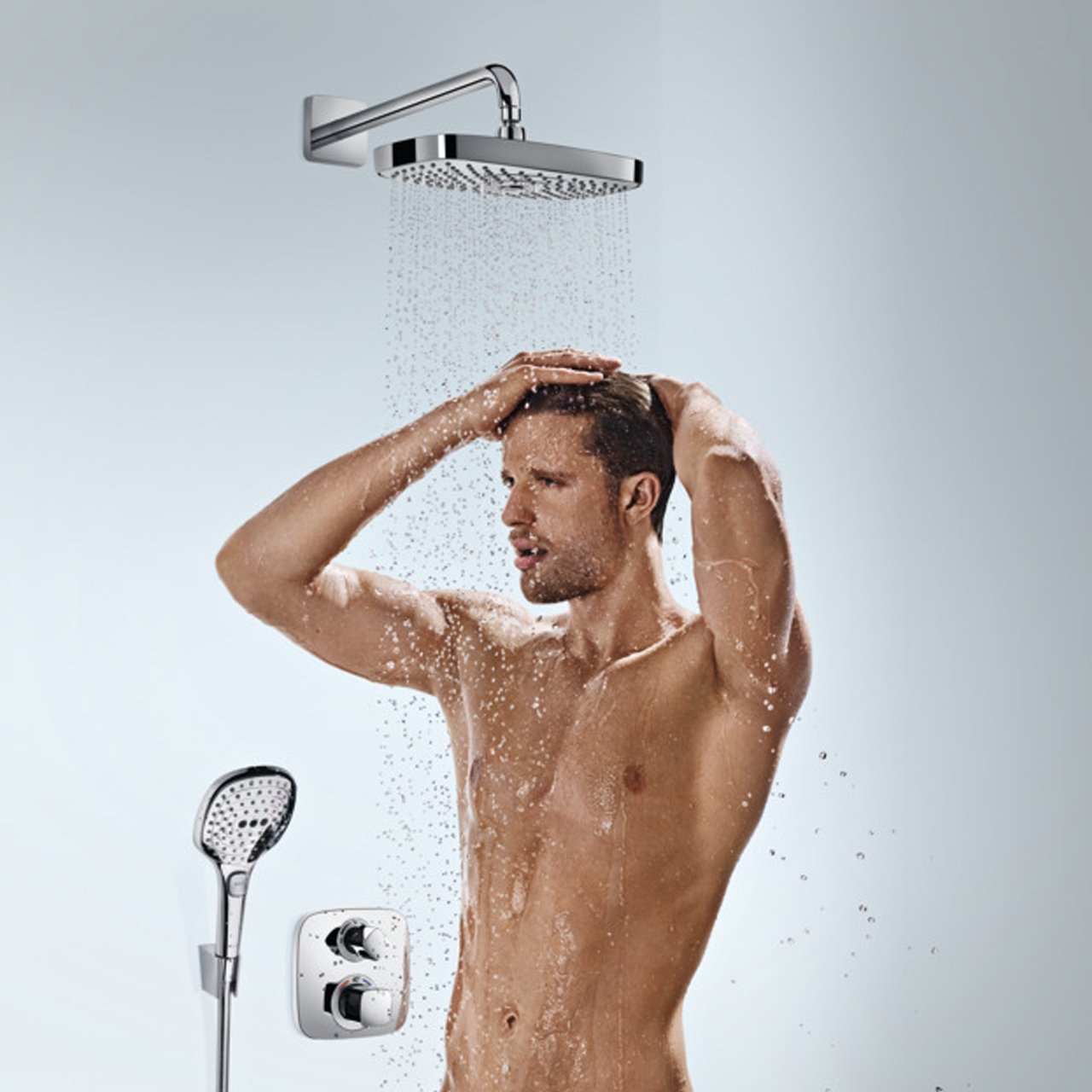 Hansgrohe Raindance Select E 300 Regendusche Duschkopf: Rechteckig, Wandmontage, 30 cm, Chrom Glänzend