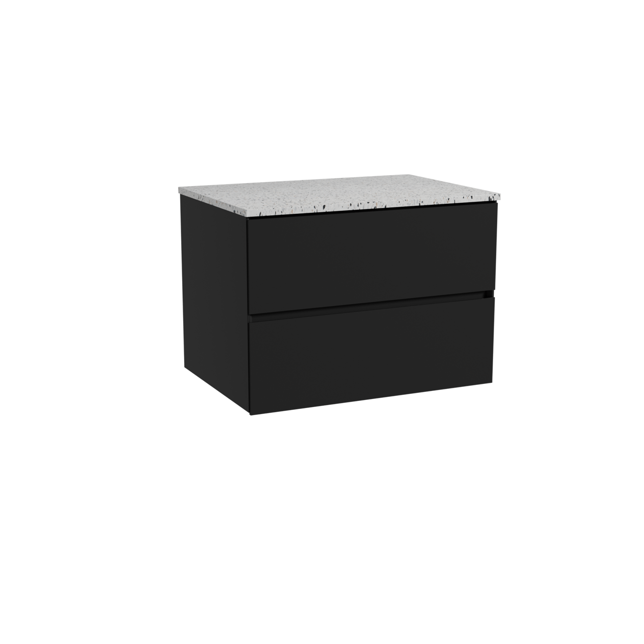 Storke Edge meuble salle de bains suspendu 75 x 52 cm noir mat avec Tavola tablette simple en blanc/noir mat terrazzo