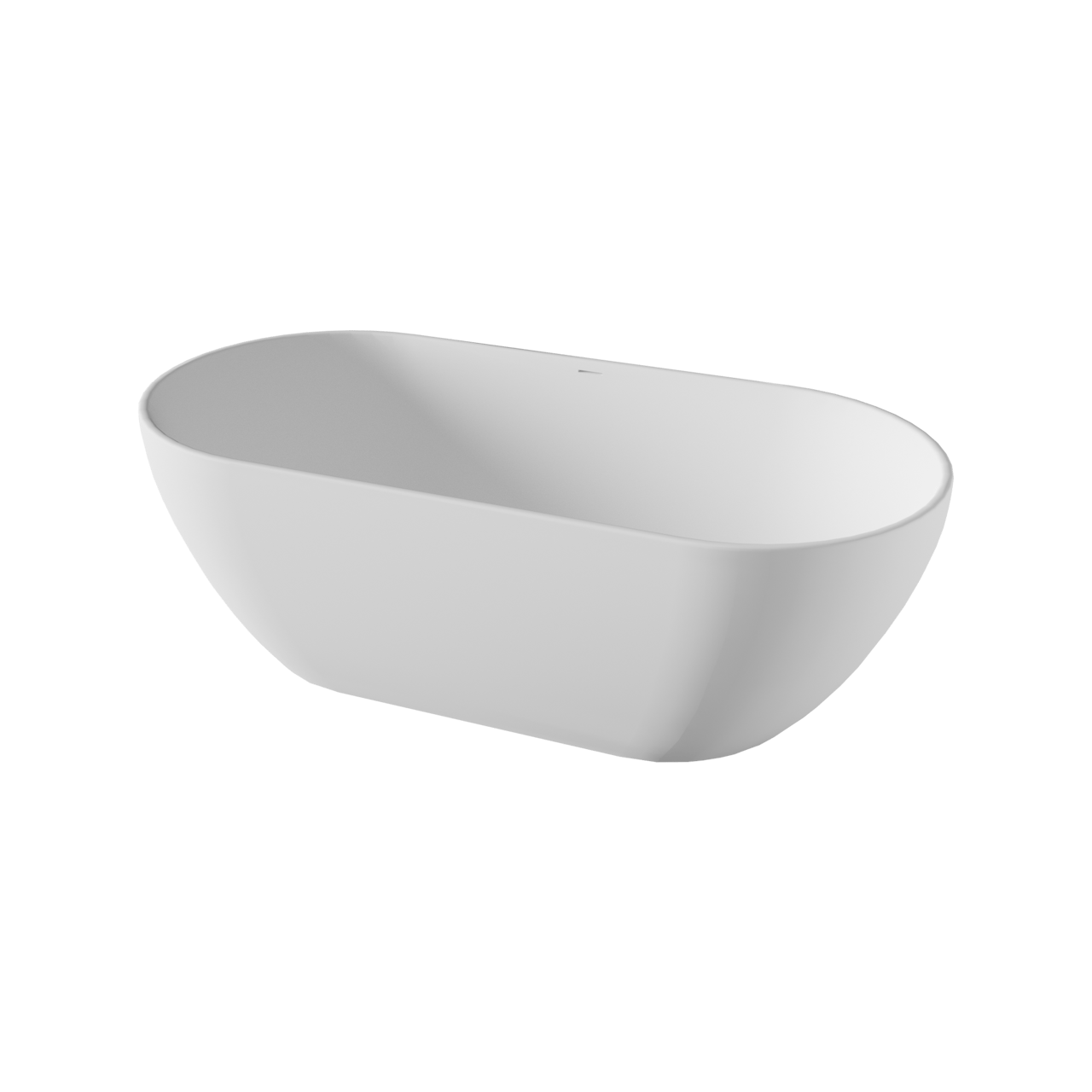 Luca Varess Monterosi oval freistehende Badewanne, 169 x 80 cm, Solid Surface, weiß matt
