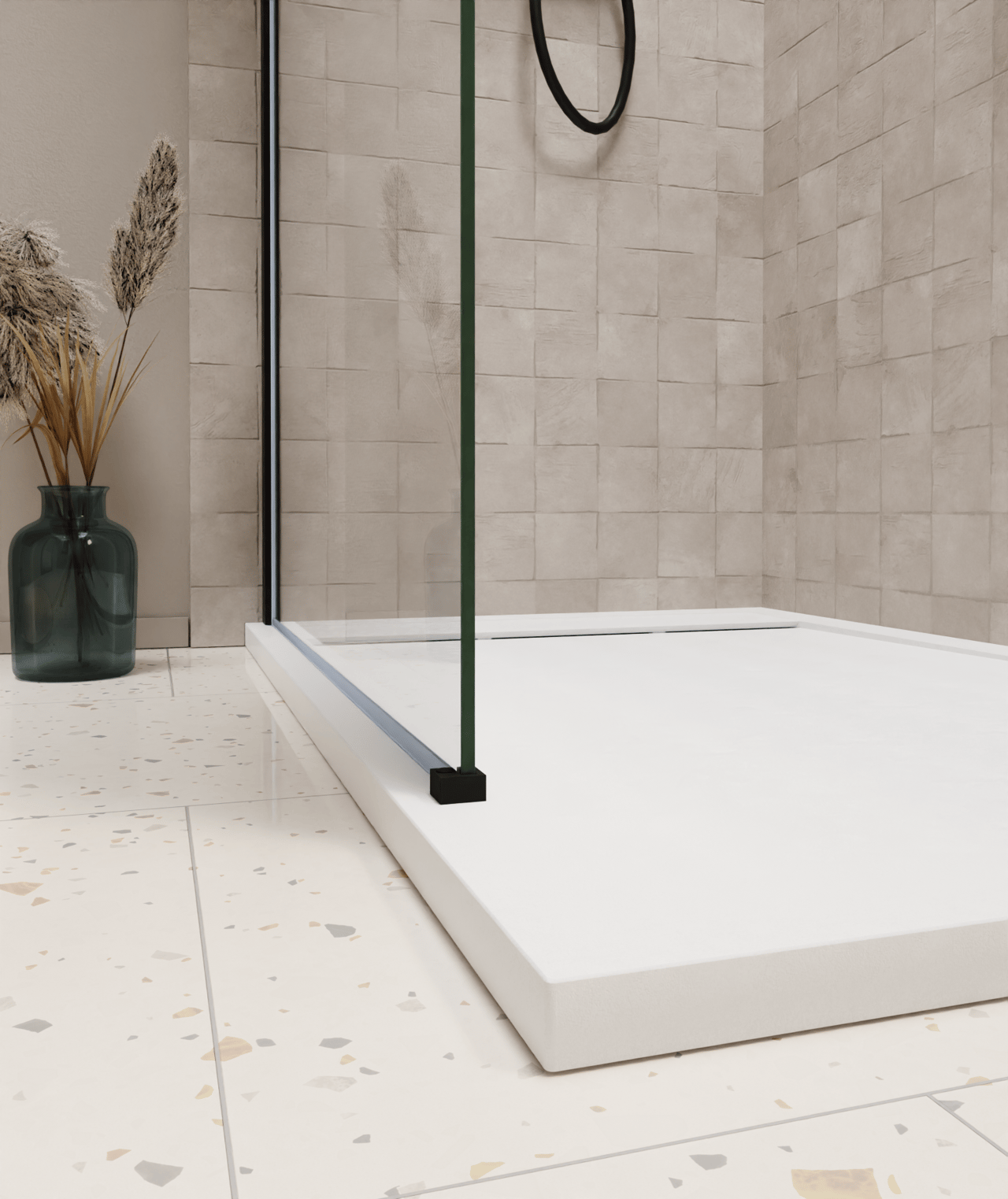 Luca Varess Dandy receveur de douche 140 x 80 cm marbre composite blanc mat structure rock