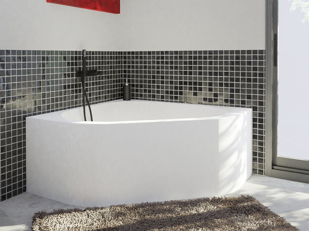 Luca Varess Idol baignoire d'angle gauche ou droite double 135 x 135 cm acrylique blanc mat