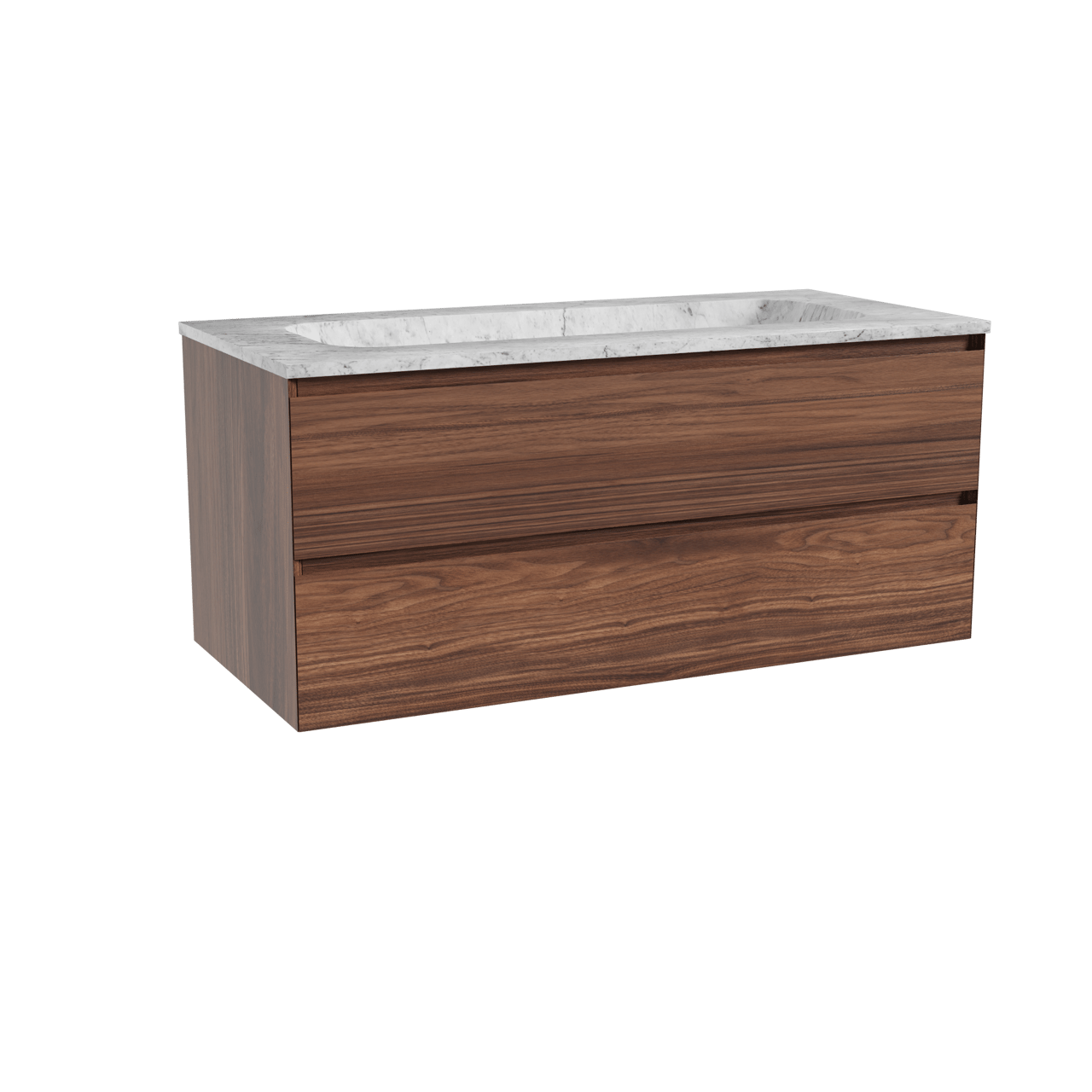 Balmani Mitra meuble salle de bains suspendu 120 x 55 cm noyer avec Tablo Arcato plan simple en marbre carrare