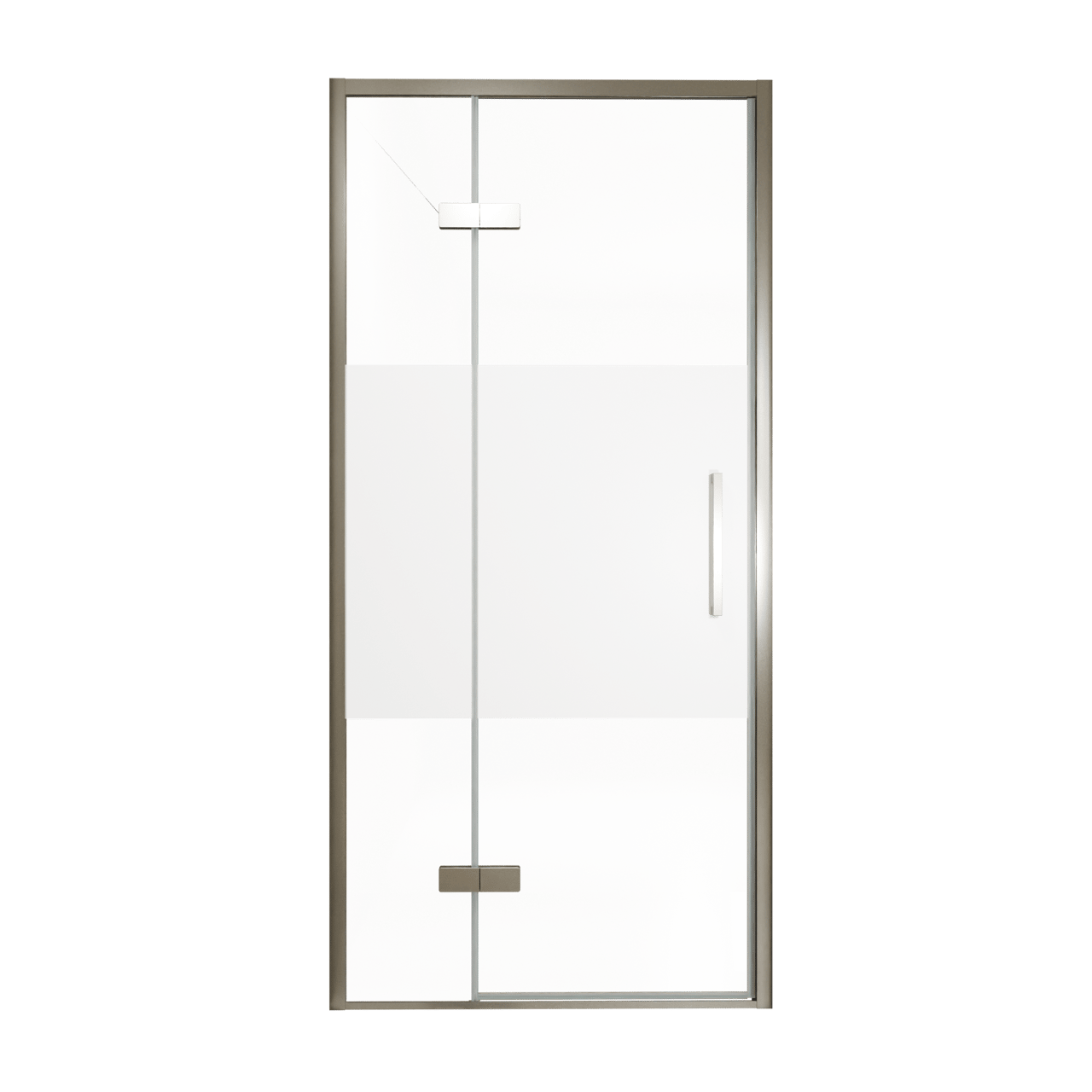 Balmani Senses Design porte pivotante à gauche 100 cm x 210 cm verre transparent avec bande matte, Profil Brushed GunMetal