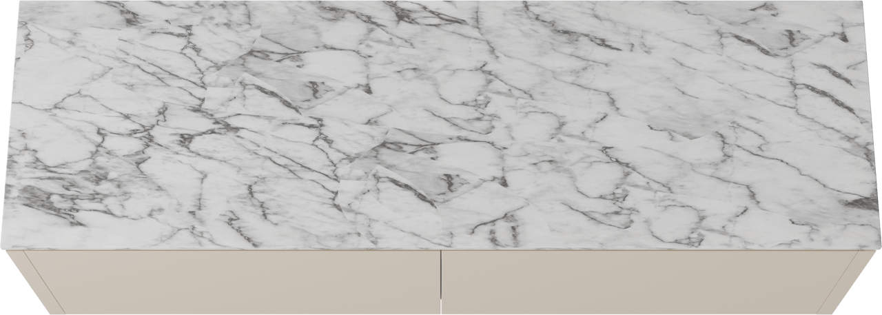 Balmani Eclips meuble salle de bains suspendu 180 x 55 cm Sandbeige avec Stretto tablette simple ou double vasque en Marbre Carrare