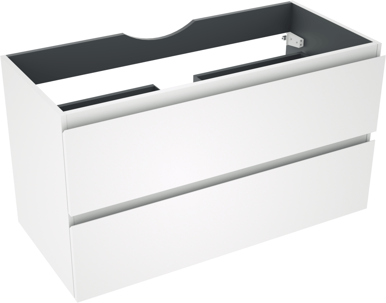 Linie Lado hängender Waschbeckenunterschrank: 100 x 46 cm, Weiß matt, 2 Schubladen