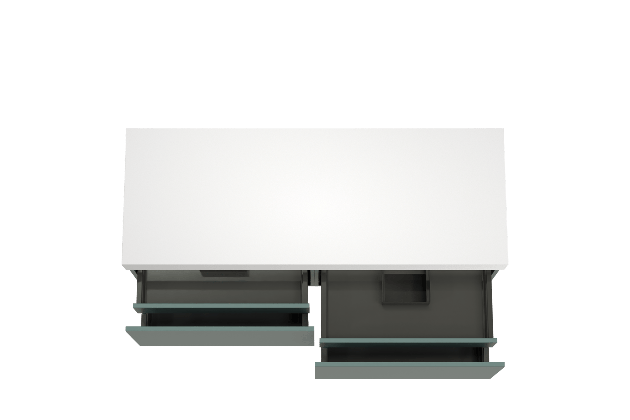 Balmani Sfera hängendes Möbelstück Set: 150 x 55 cm, Forest, mit Dominus Einzel- oder Doppel Waschtischplatte, Solid Surface Weiß matt