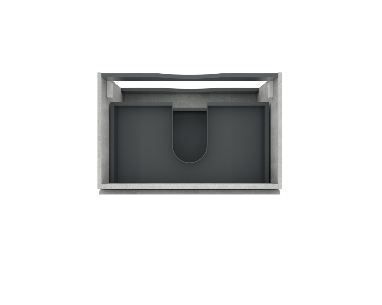 Linie Lado zwevende wastafelonderkast 70 x 46 cm beton donkergrijs 2 lades