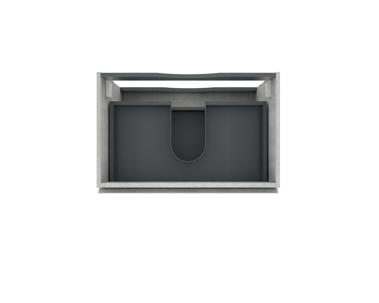 Linie Lado meuble sous-lavabo suspendu 70 x 46 cm béton gris foncé 2 tiroirs