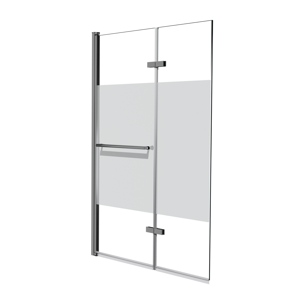 Luca Varess Kuresa pare-baignoire pliant en 2 pièces 120 cm verre transparent avec bande matte profil chrome brillant