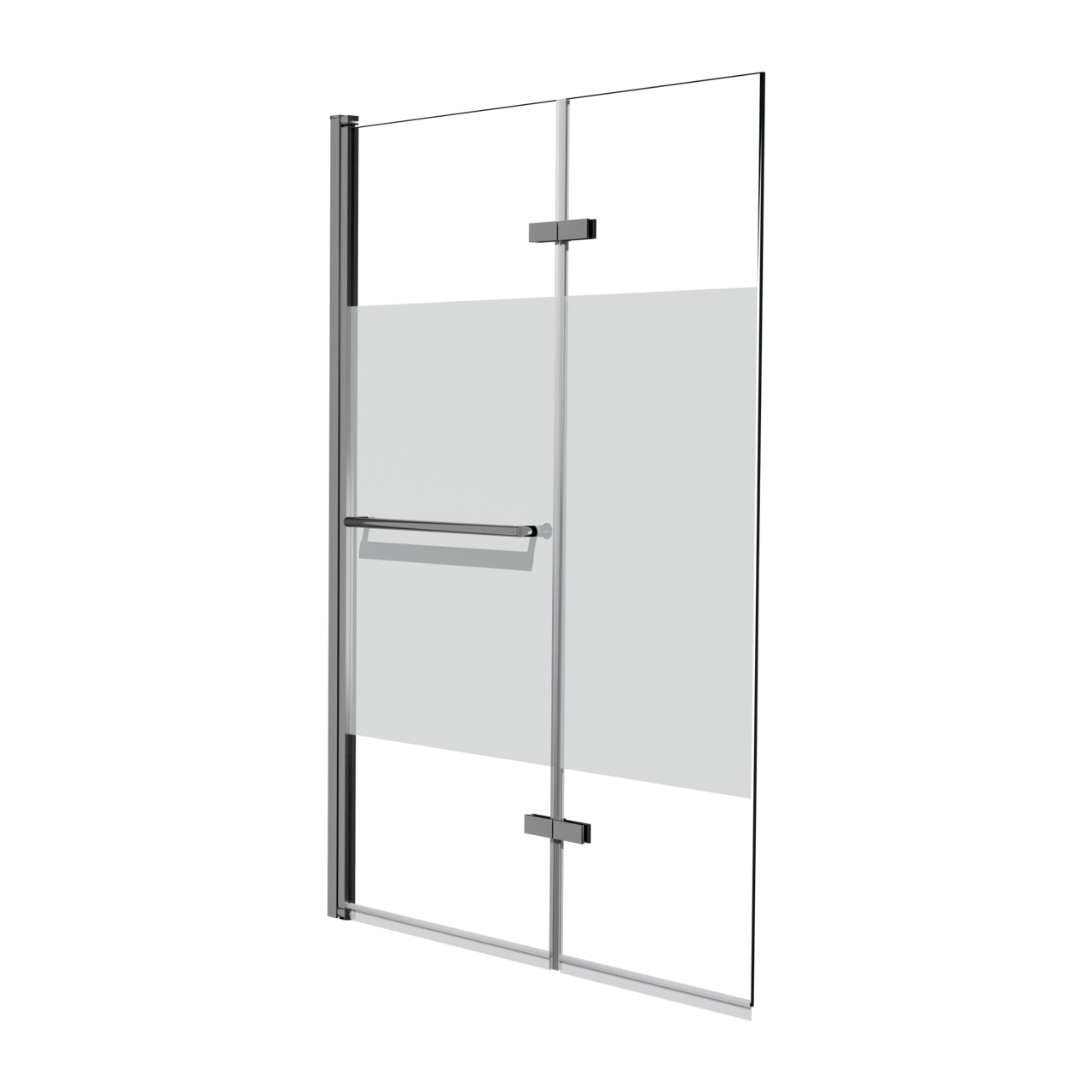 Luca Varess Kuresa pare-baignoire pliant en 2 pièces 120 cm verre transparent avec bande matte profil chrome brillant