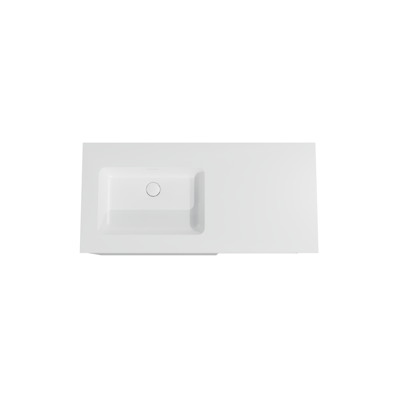 Storke Edge zwevend badmeubel 110 x 52 cm hoogglans wit met Mata asymmetrisch linkse wastafel in solid surface mat wit