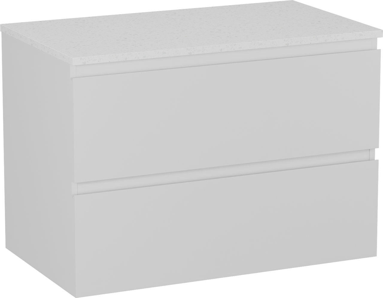 Linie Lado meuble salle de bains suspendu 80 x 46 cm blanc mat avec Lado tablette simple en mélaminé terrazzo blanc