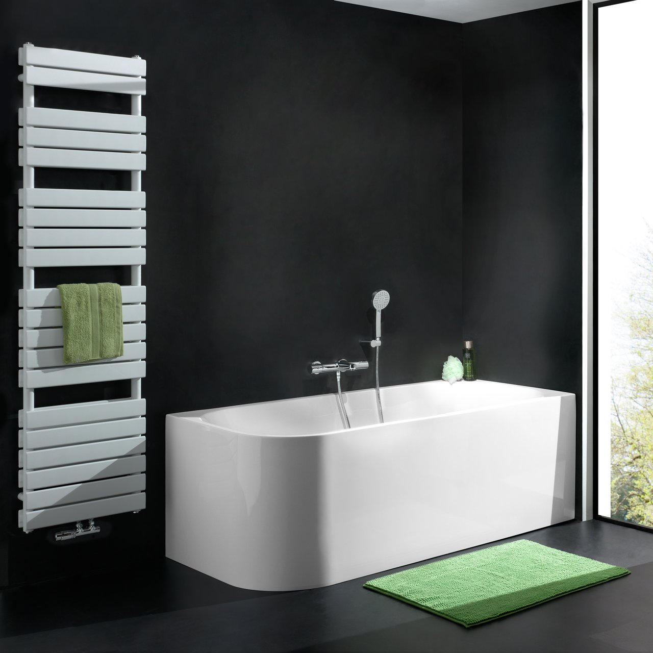 Luca Varess Mezzo baignoire d'angle droite double 170 x 75 cm acrylique blanc brillant