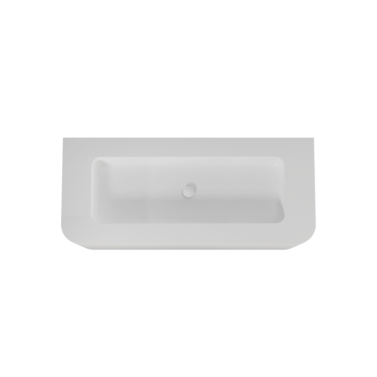 Balmani Moon hängendes Möbelstück Set: 130 x 55 cm, Weiß matt, mit Moon Einzel- oder Doppel Waschtischplatte, Solid Surface, Weiß matt, Vertikale symmetrische gerade Rippe