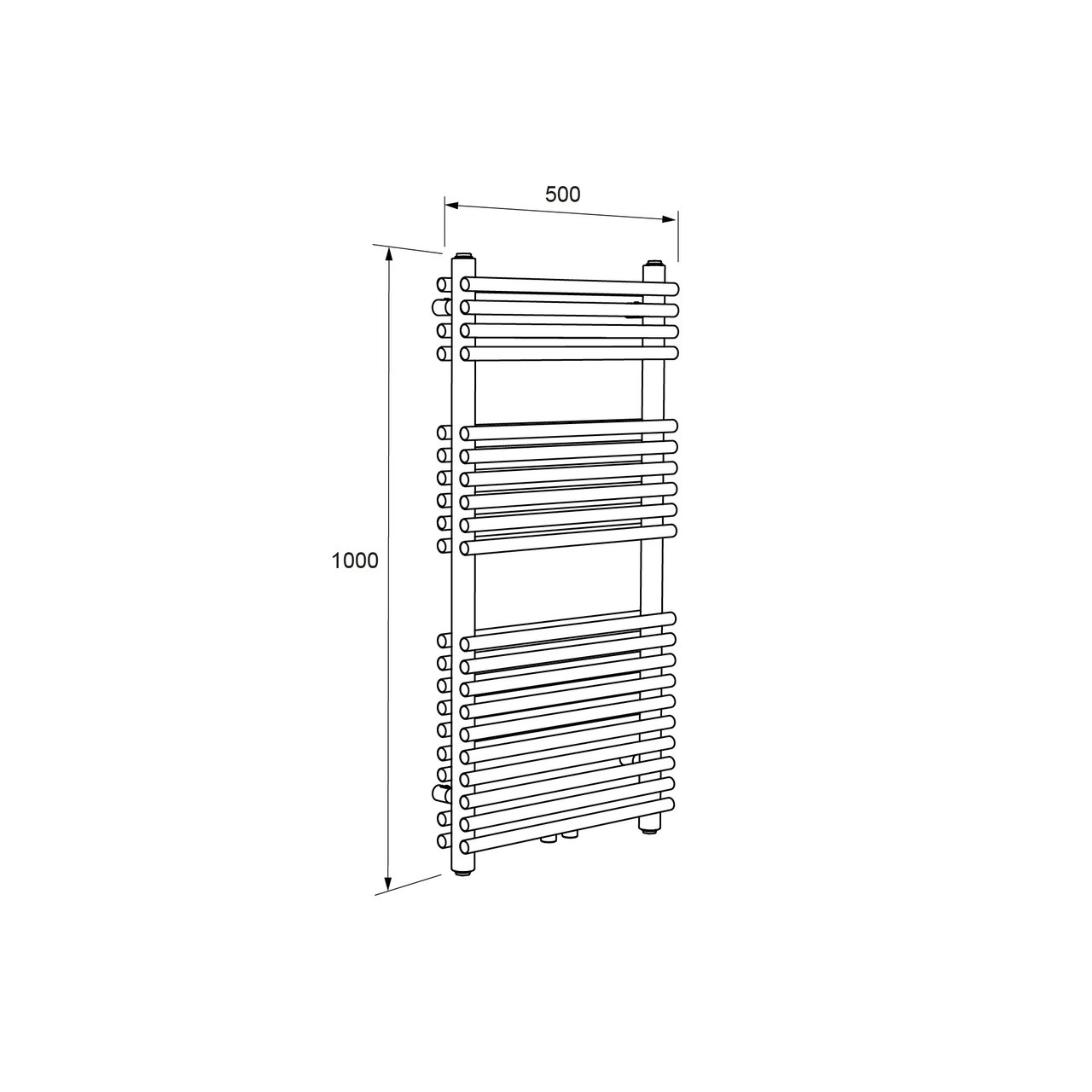 Vipera Alegria dubbele handdoekradiator 50 x 100 cm elektrische verwarming mat zwart zij- en middenaansluiting 850W, weerstand inbegrepen