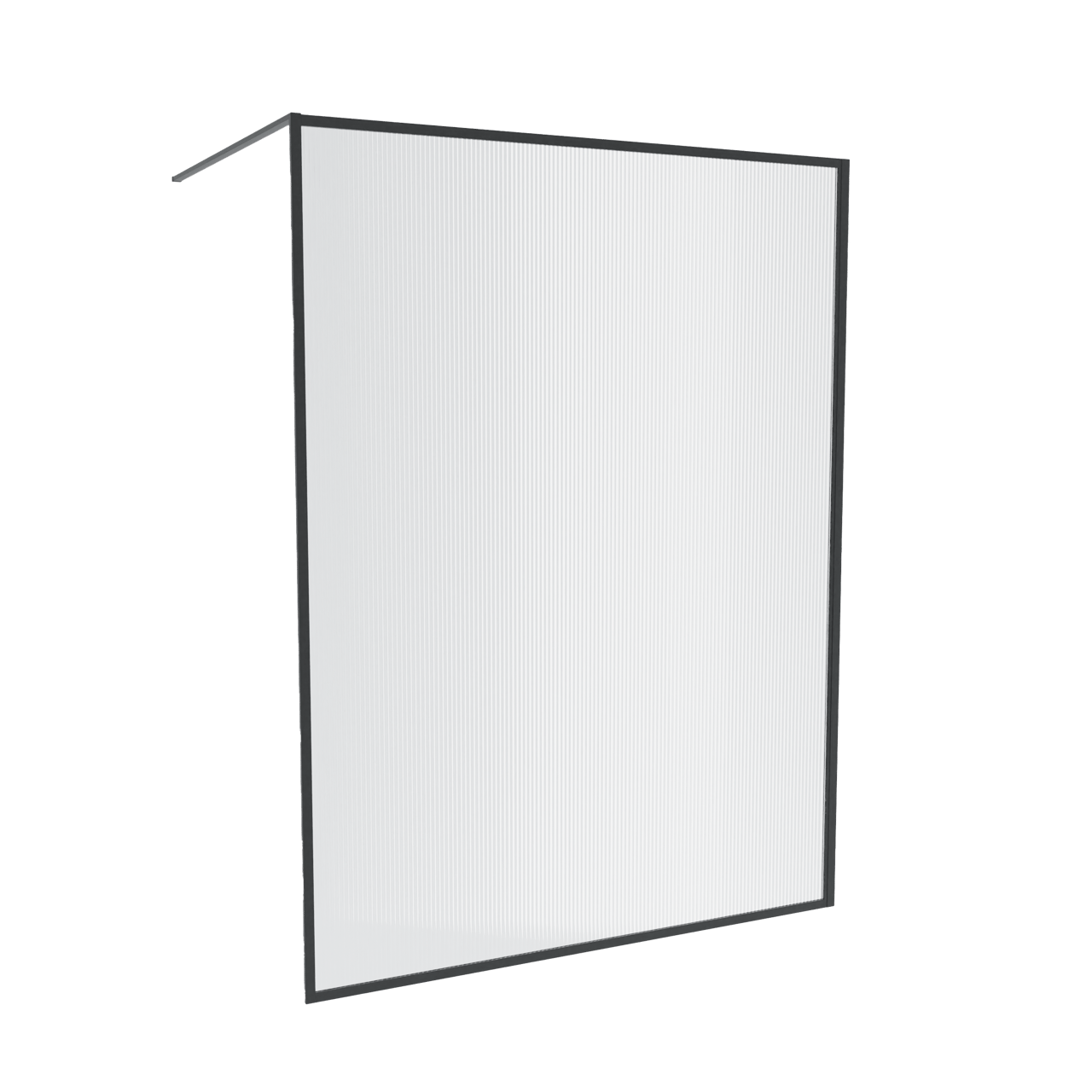 Balmani Framed Walk-In Dusche: 160 x 210 cm, Relief Glas, Schwarzes Profil, matt