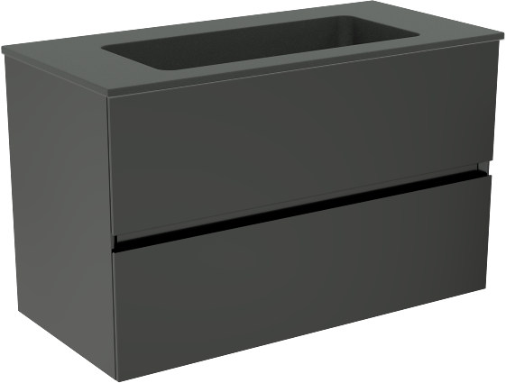 Storke Edge zwevend badkamermeubel 80 x 40 cm mat zwart met Scuro enkele wastafel in mat kwarts