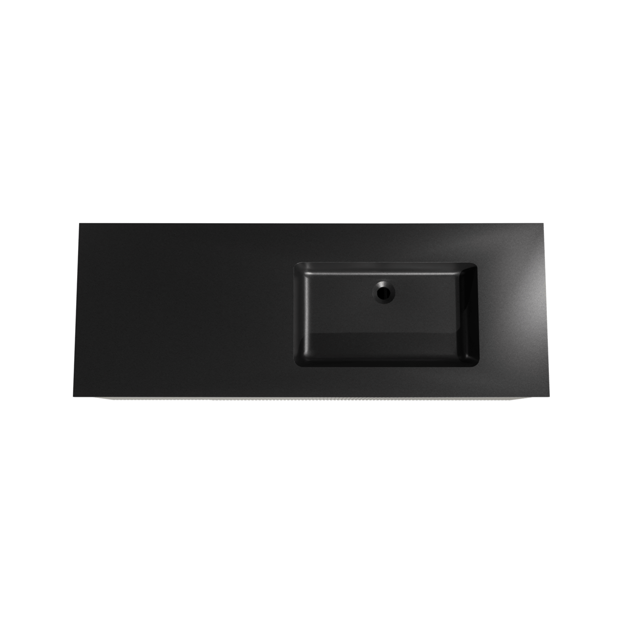 Storke Ribs zwevend badmeubel 140 x 52 cm zijdegrijs met Scuro asymmetrisch rechtse wastafel in kwarts mat zwart, Verticale symmetrische rechte ribbel