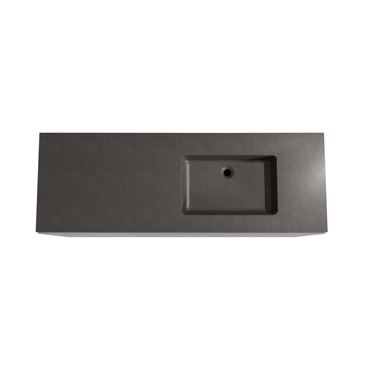 Storke Edge staand badmeubel 150 x 52 cm beton donkergrijs met Scuro asymmetrisch rechtse wastafel in kwarts mat zwart