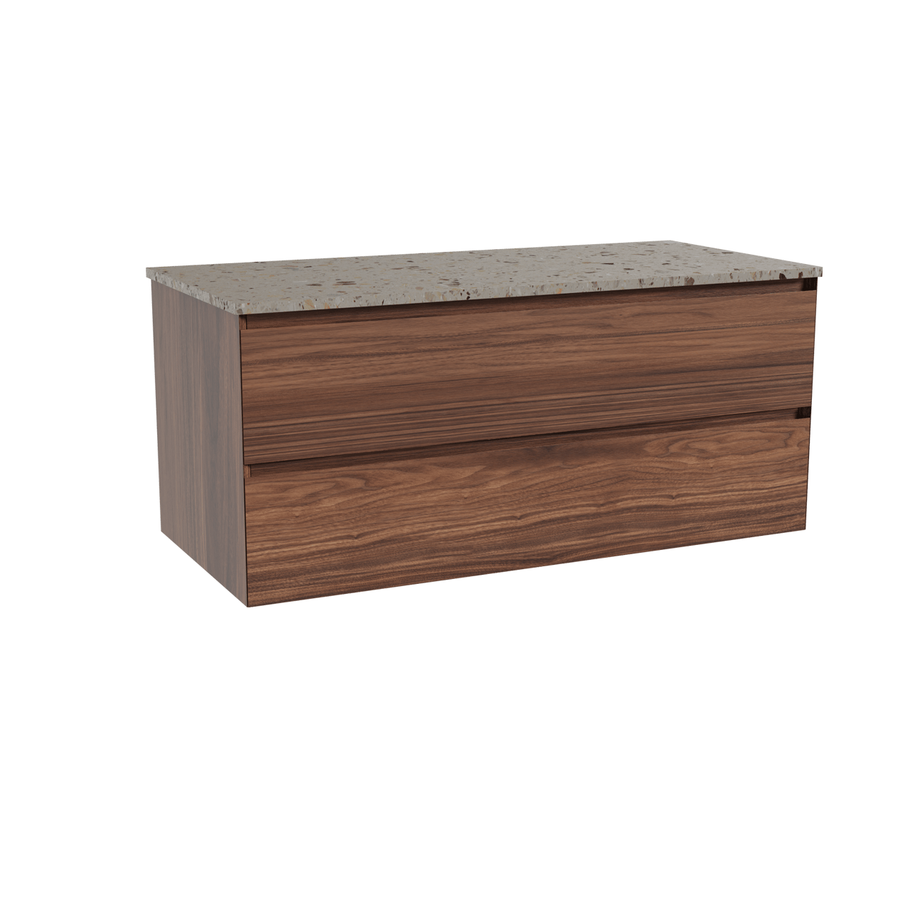 Balmani Mitra meuble salle de bains suspendu 120 x 55 cm noyer avec Stretto tablette simple ou double en terrazzo greige terrazzo