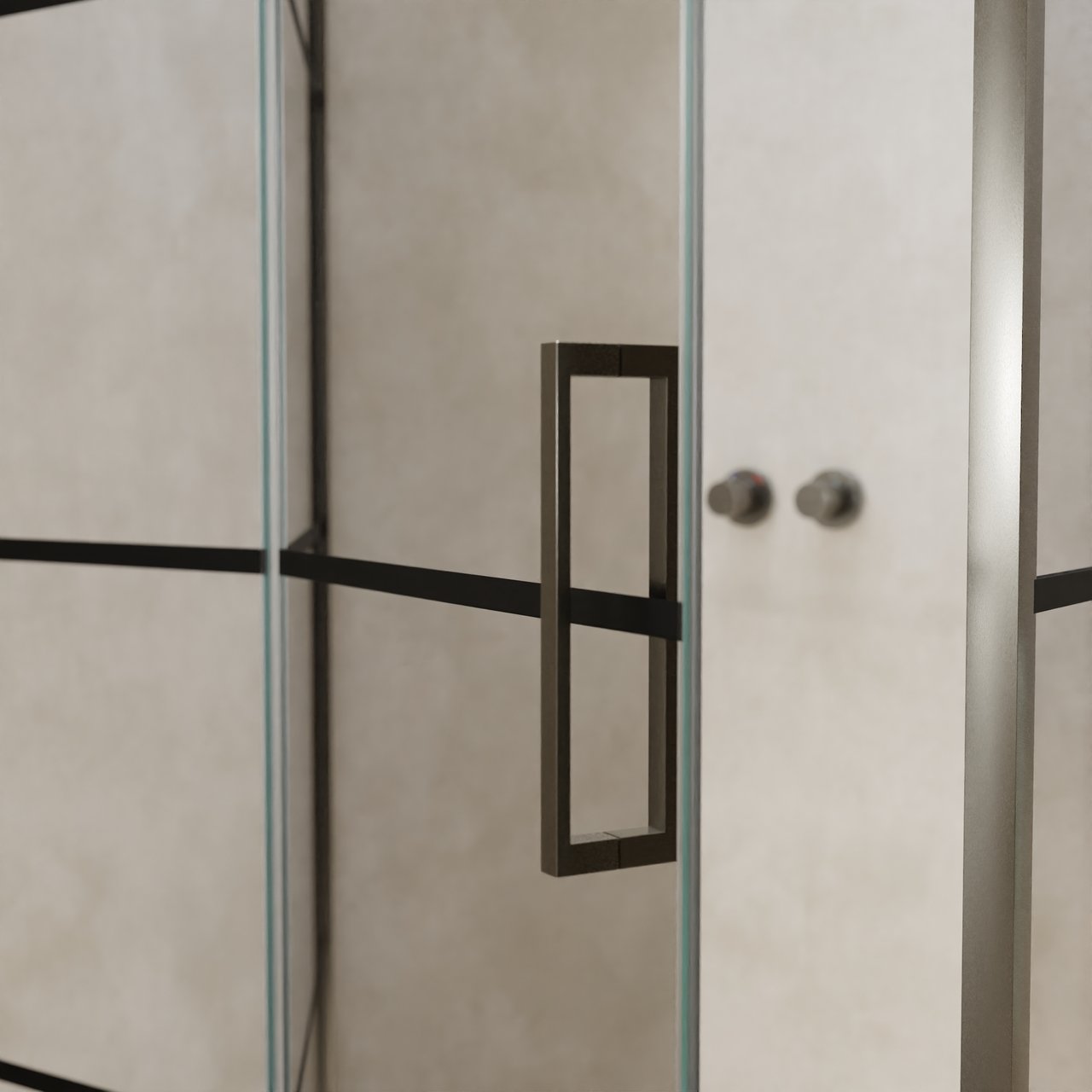 Balmani Senses Design douchecabine met linkse draaideur en vaste zijwand, 120 x 80 cm, Lined, Brushed GunMetal profielen