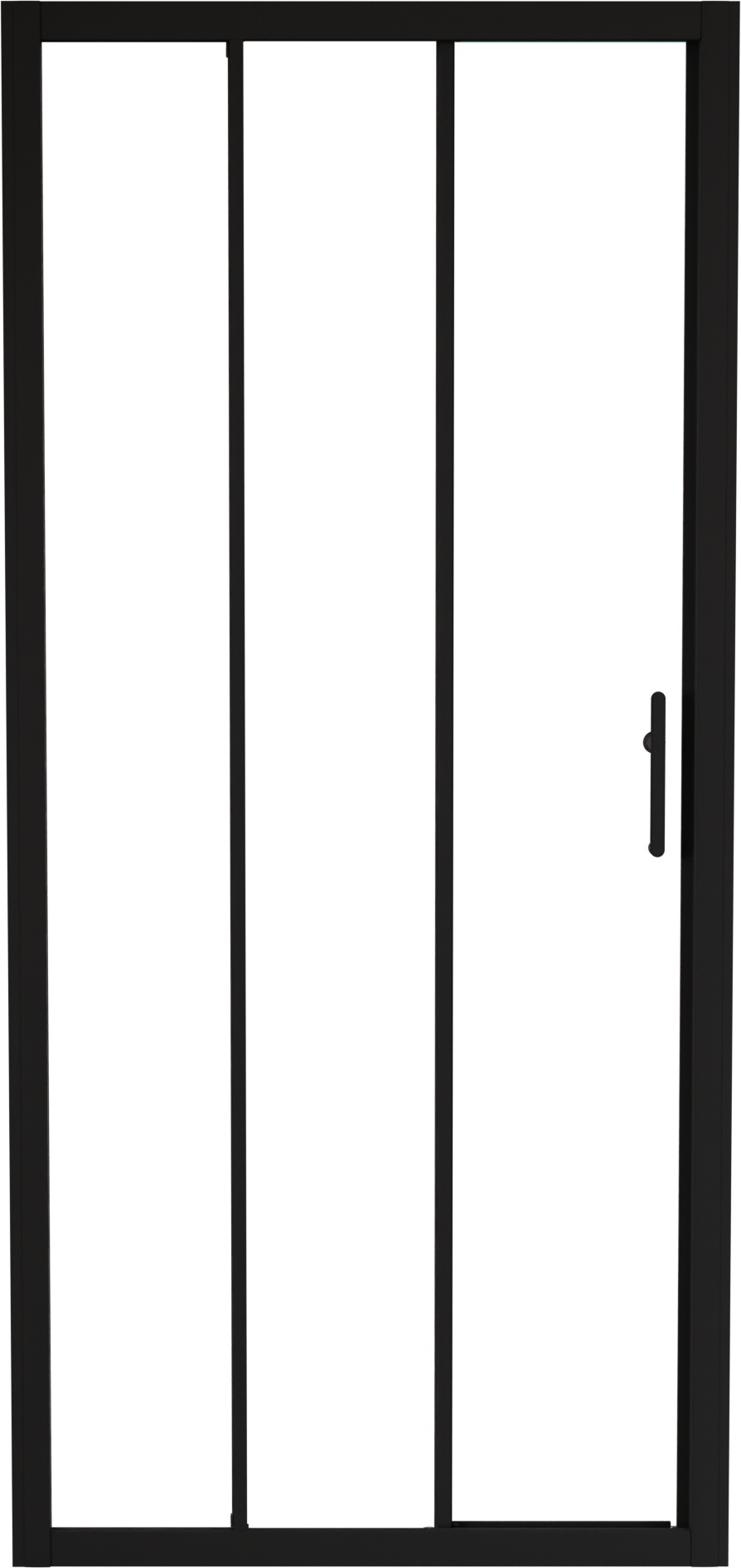 Linie Cadiz porte coulissante en trois parties 90 cm x 190 cm verre transparent profil noir mat