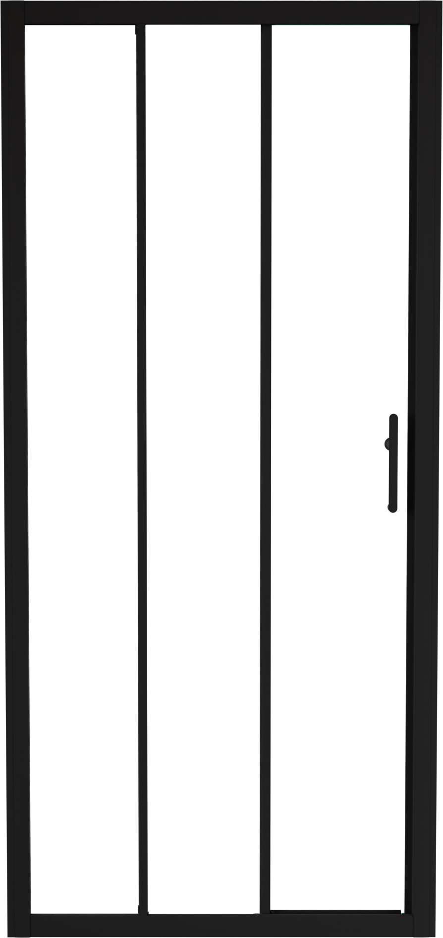 Linie Cadiz dreiteilige Dusche Schiebetür 90 cm x 190 cm Klarglas matt Schwarz profil